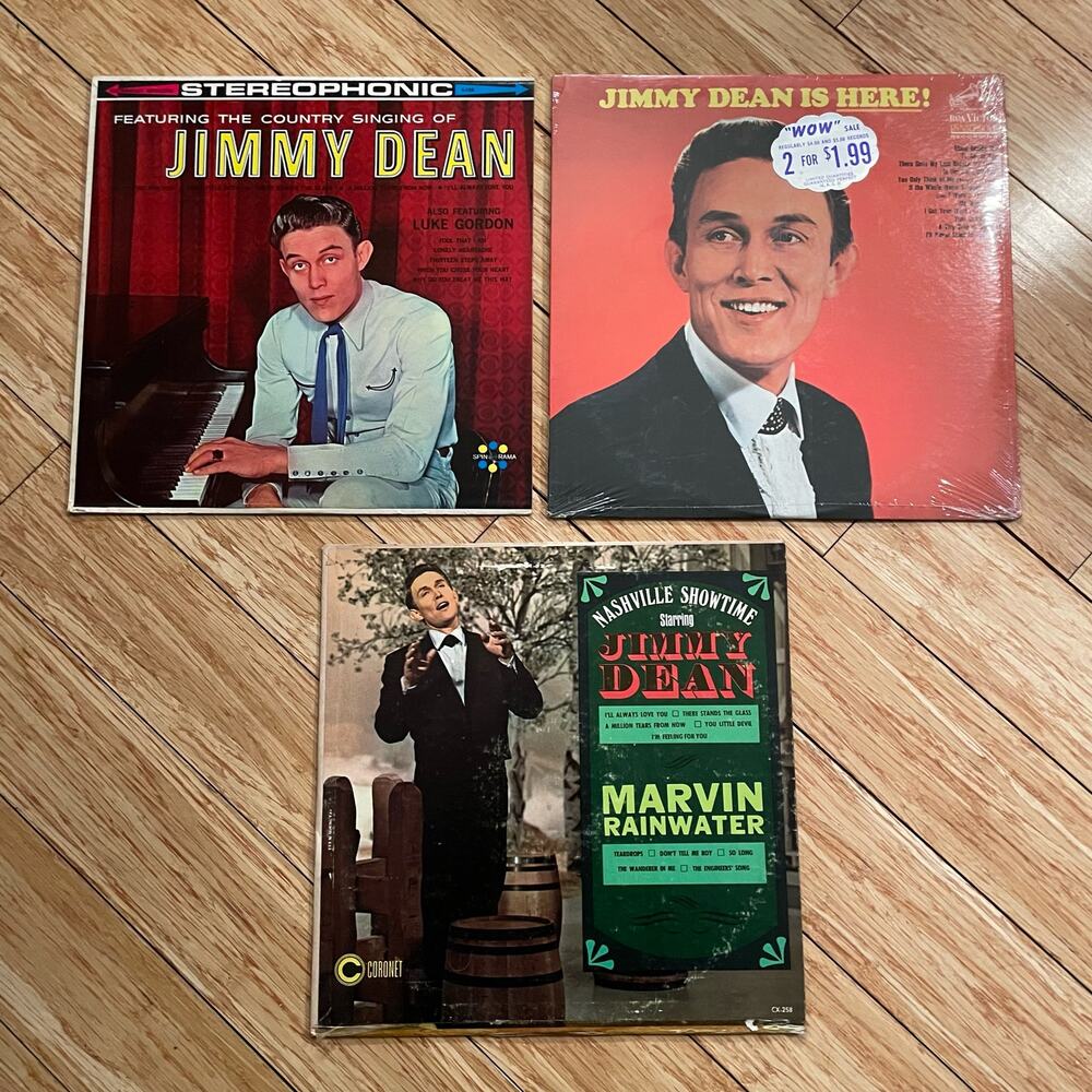 Lot of 3 Jimmy Dean LPs Vintage Vinyl Records Country Albums